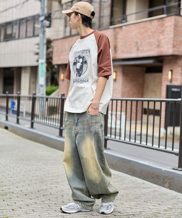 WEGO 【ユニセックス着用ITEM】ラグラングラフィックBIG　T（SS） ブラウン