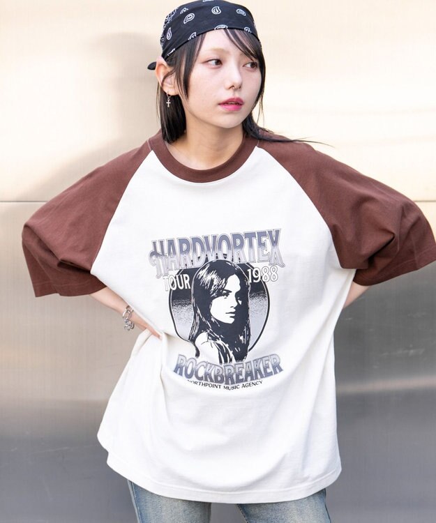 WEGO 【ユニセックス着用ITEM】ラグラングラフィックBIG　T（SS） ブラウン