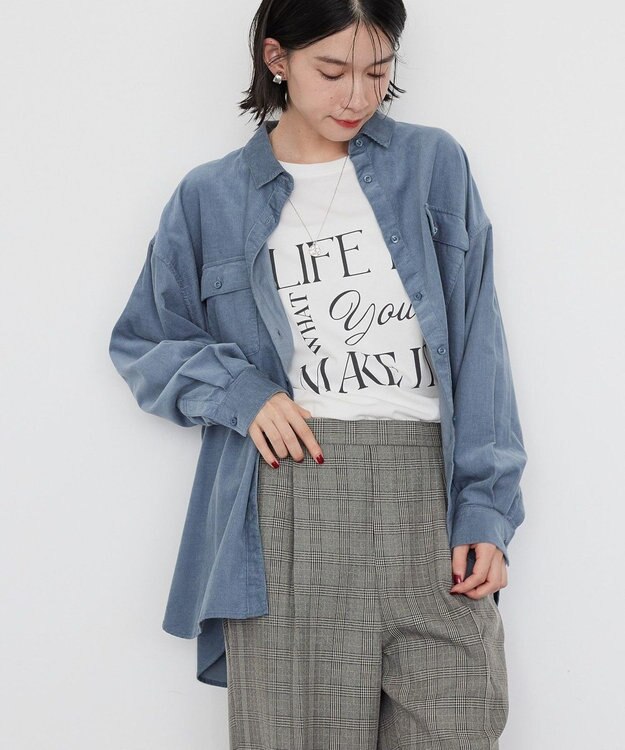 AMERICAN HOLIC Ｗポケットコーデュロイシャツ Sax