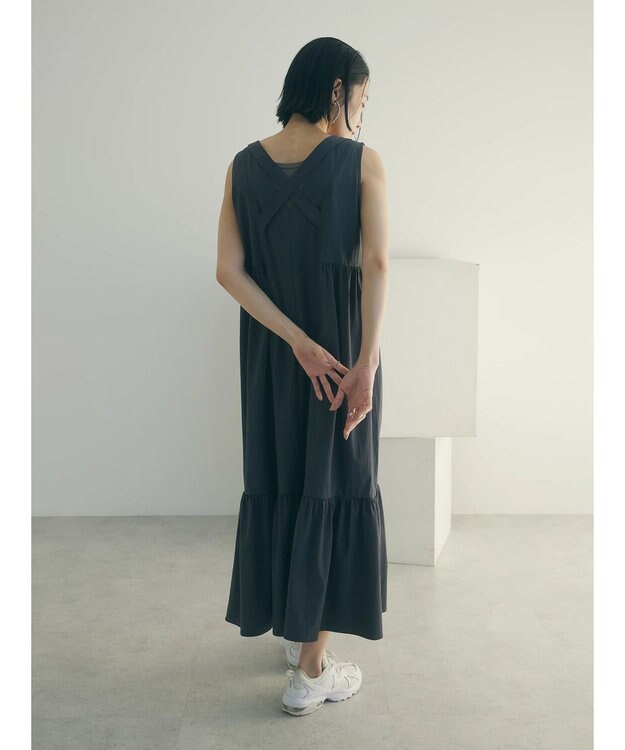 Green Parks armonia.バッククロスワンピース Charcoal Gray