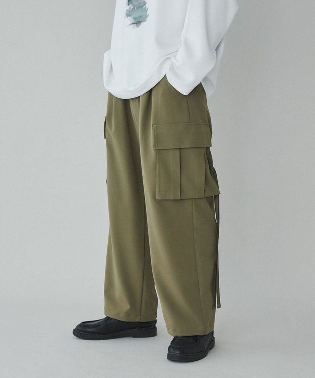 WEGO 【ユニセックス着用ITEM】トロミカーゴスラックス カーキ