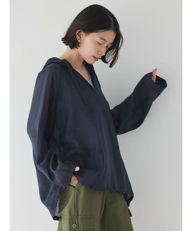 AMERICAN HOLIC 接触冷感シアーアノラックパーカー Navy