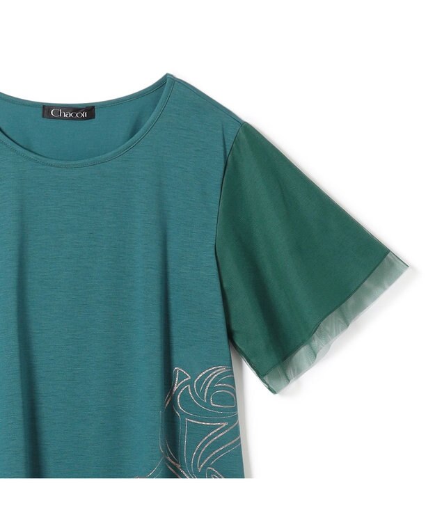 Chacott フラワープリントワンピースTシャツ グリーン