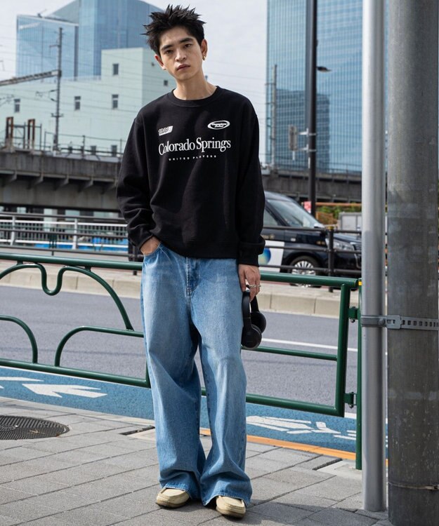 WEGO 【ユニセックス着用ITEM/裏起毛/SMLサイズ展開】リラックスフィットゲームロゴプルオーバー ブラック