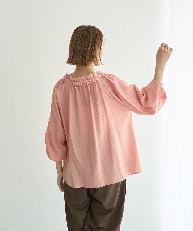 YECCA VECCA フリルギャザーボウタイブラウス Pink