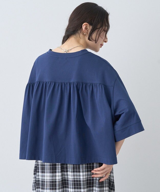 earth music&ecology 【接触冷感】バックギャザーＴｅｅ Navy