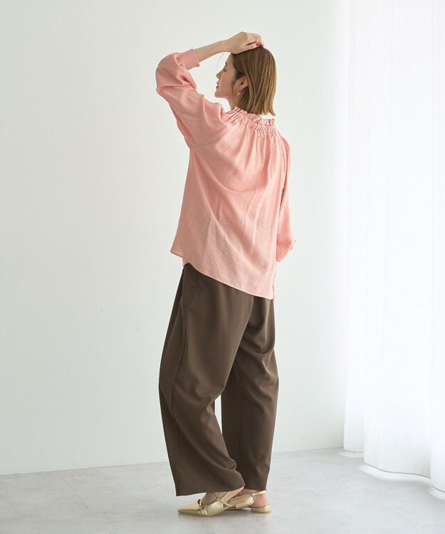 YECCA VECCA フリルギャザーボウタイブラウス Pink