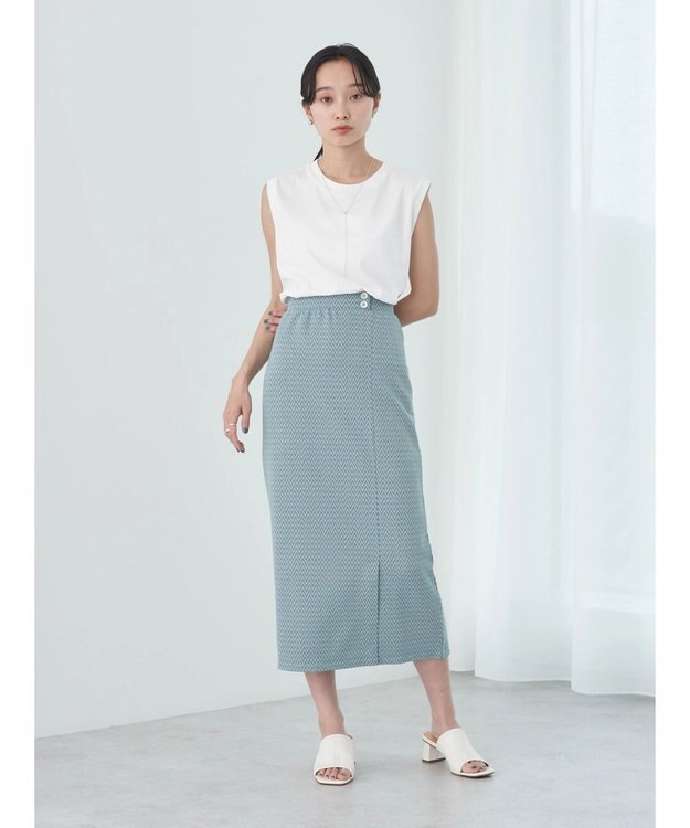 earth music&ecology シェブロン柄タイトスカート Green