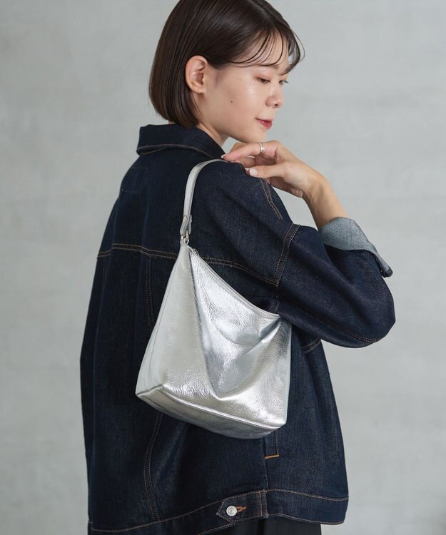 russet ソフトレザーシンプルショルダーバッグ【silver】(CE-1462) Silver