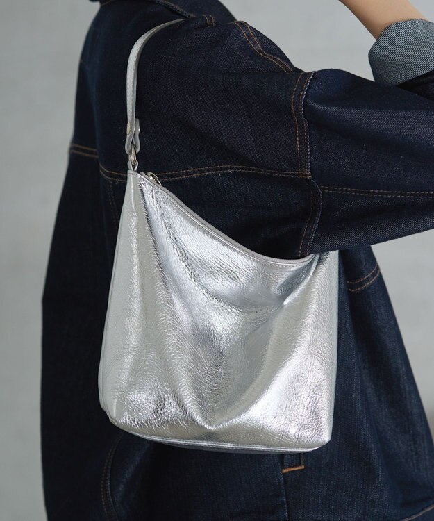russet ソフトレザーシンプルショルダーバッグ【silver】(CE-1462) Silver