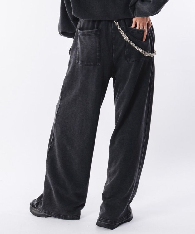 WEGO 【ウエストゴム/ユニセックス着用ITEM】ブリーチハトメスウェットパンツ ブラックその他