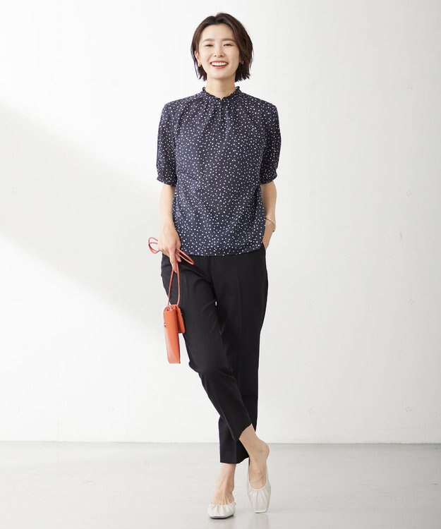 J.PRESS LADIES 【洗える・イージーケア】スパンローンランダムドット ブラウス ネイビー系5