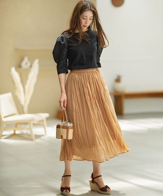 組曲 L 【接触冷感】コンビネーションポンチデザイン カットソー ブラック系