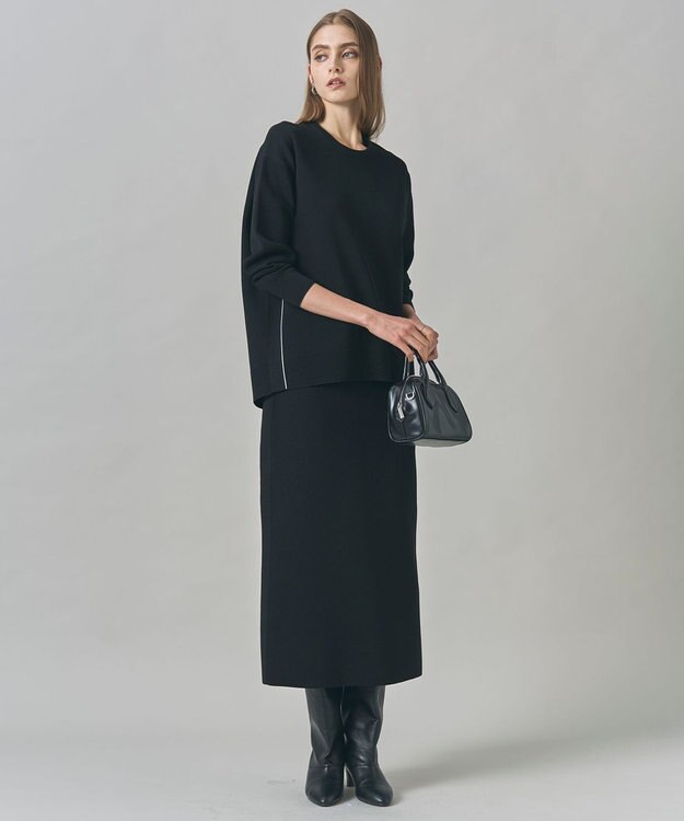 ICB L 【洗える】 シンセティックダブルフェイス ニットプルオーバー ブラック系