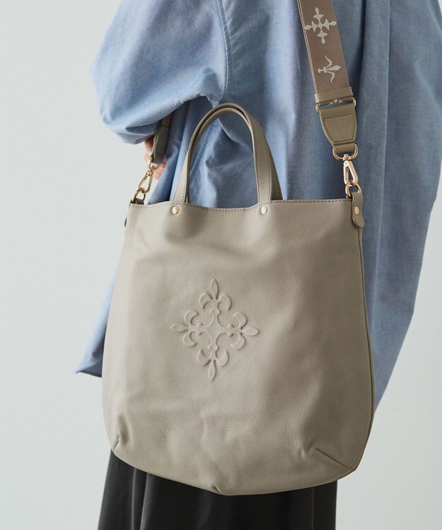 russet ソフトレザー 2WAYトートバッグ(CE-1611) GrayBeige
