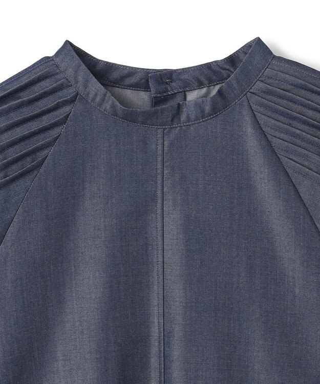 UNFILO シャンブレーデニム ショルダータックブラウス インディゴ