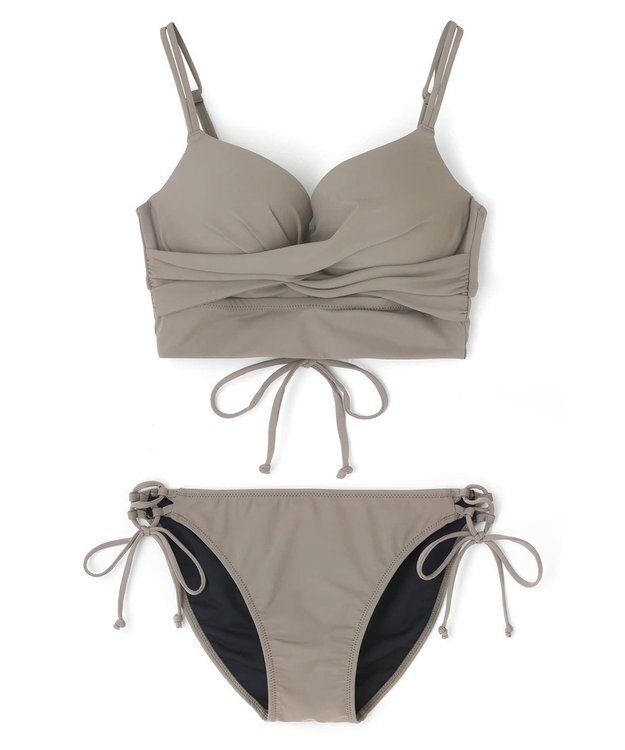 San-ai Resort（三愛水着楽園） 【WEB限定商品】【UPF50＋】ワコール共同開発ノンワイヤーなのにぷっくり美胸を作る【ダブルアップ】　ノンワイヤービスチェビキニ M1 M2 L1　　【San-ai Resort（サンアイリゾート）】 ブラウン