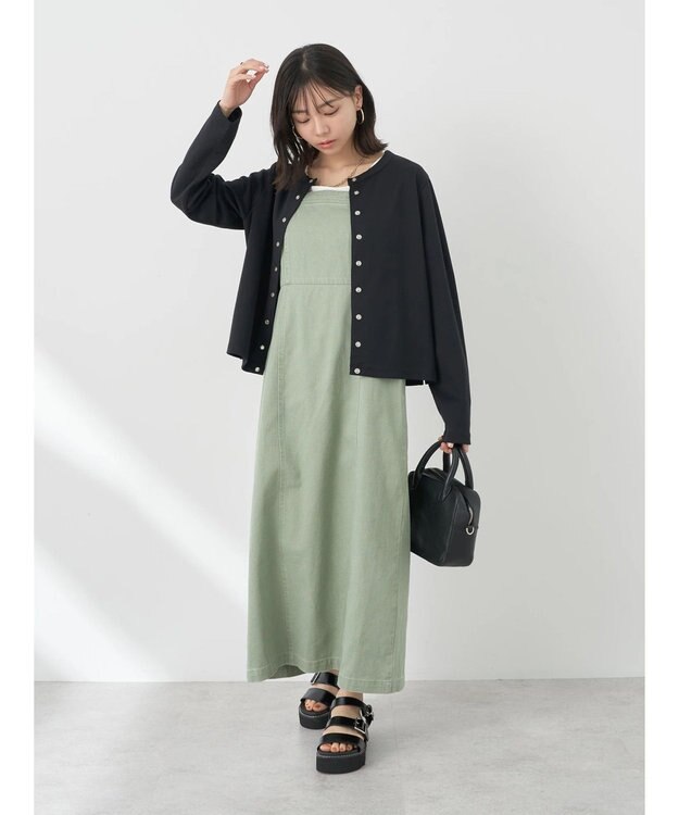 earth music&ecology パールスナップボタンカーディガン Black