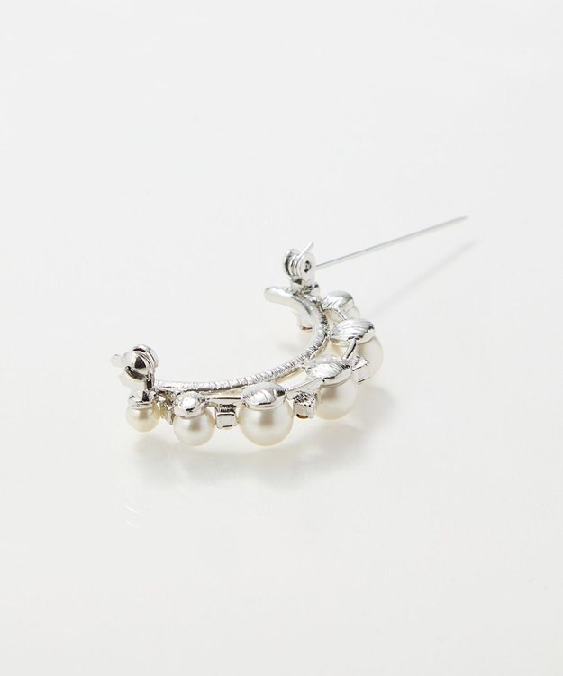 Phoebe フォーマルパールビジューハーフブローチ　シルバー シルバー