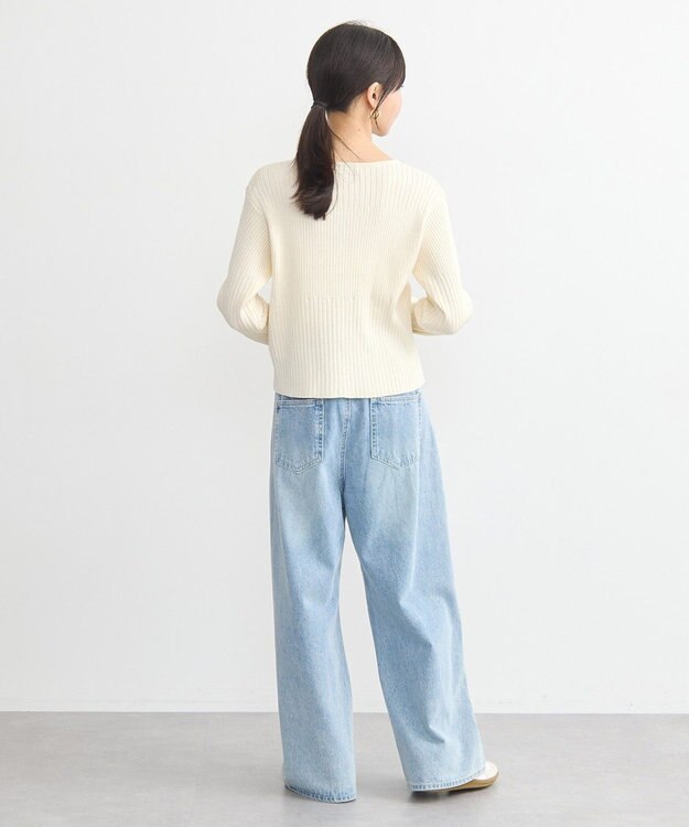 earth music&ecology シルバープチ釦リブニットカーディガン Ivory