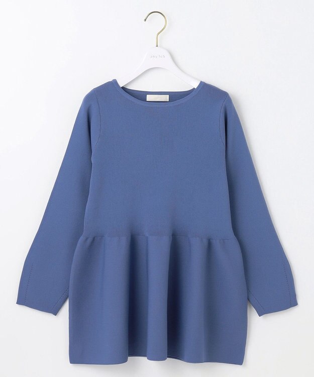 ANY SIS 【洗える】スポンディッシュペプラム ニット ブルー