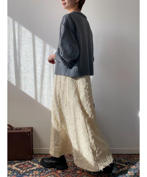 Green Parks クルーネックカーディガン Gray Mixture