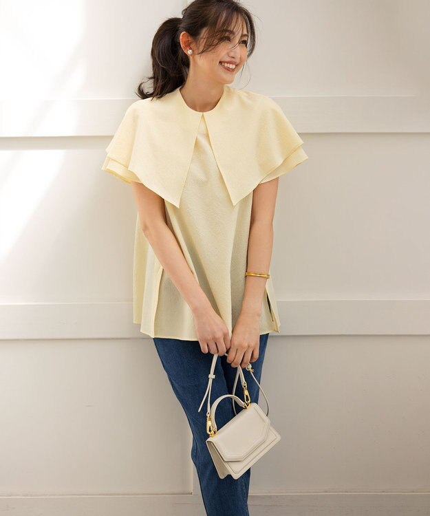 組曲 ライトデニム ベルト付きストレートパンツ インディゴネイビー系