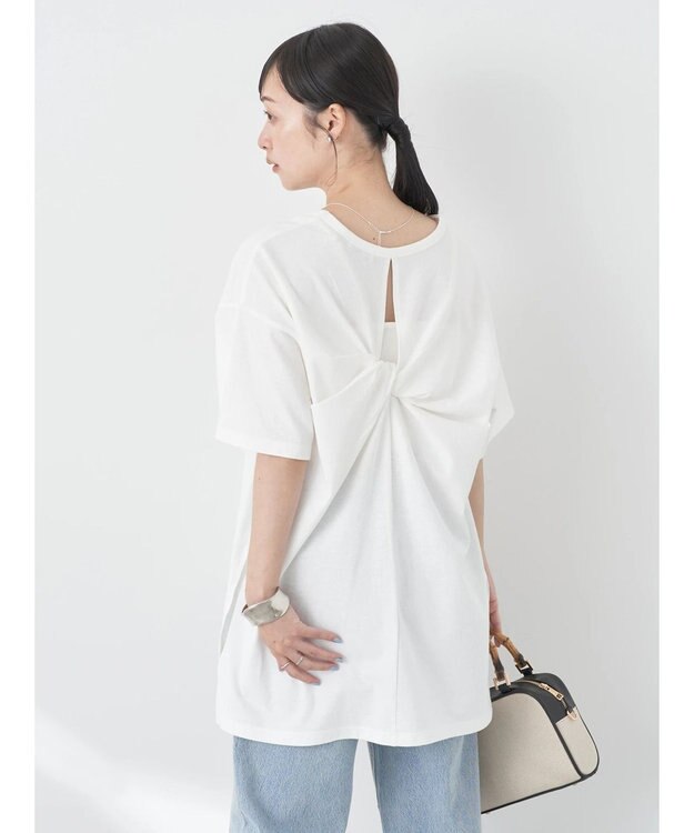 earth music&ecology バックスリットねじりチュニックＴ Off White