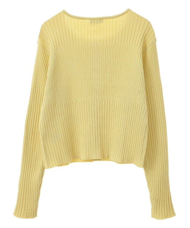 earth music&ecology シルバープチ釦リブニットカーディガン Light Yellow