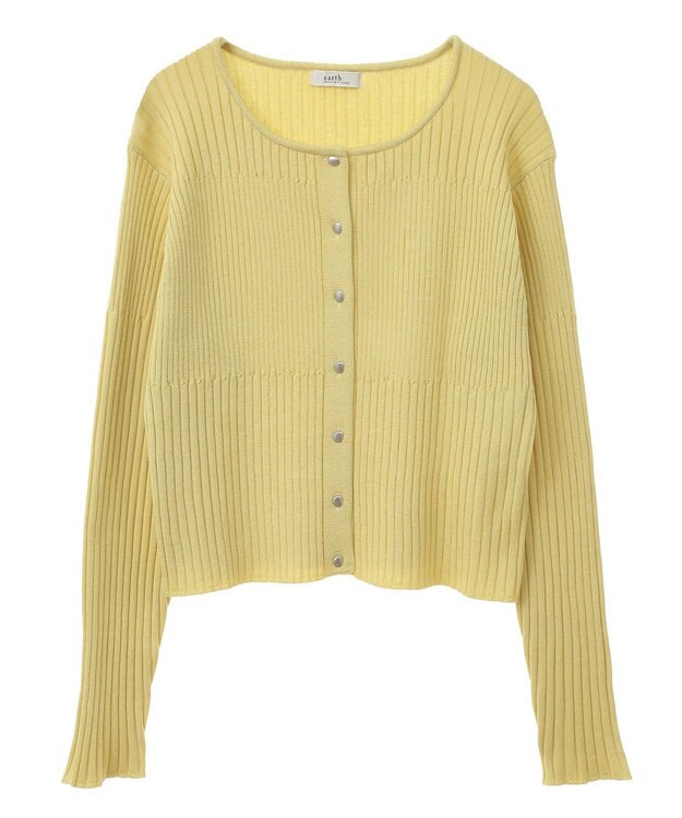 earth music&ecology シルバープチ釦リブニットカーディガン Light Yellow
