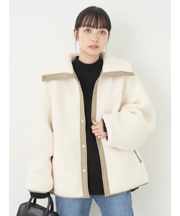 earth music&ecology リバーシブルボアブルゾン Ivory