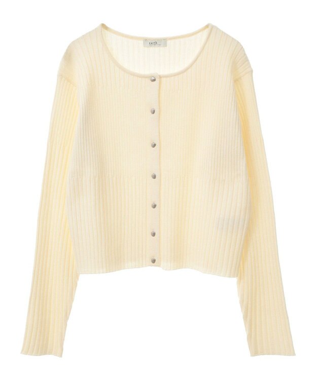 earth music&ecology シルバープチ釦リブニットカーディガン Ivory
