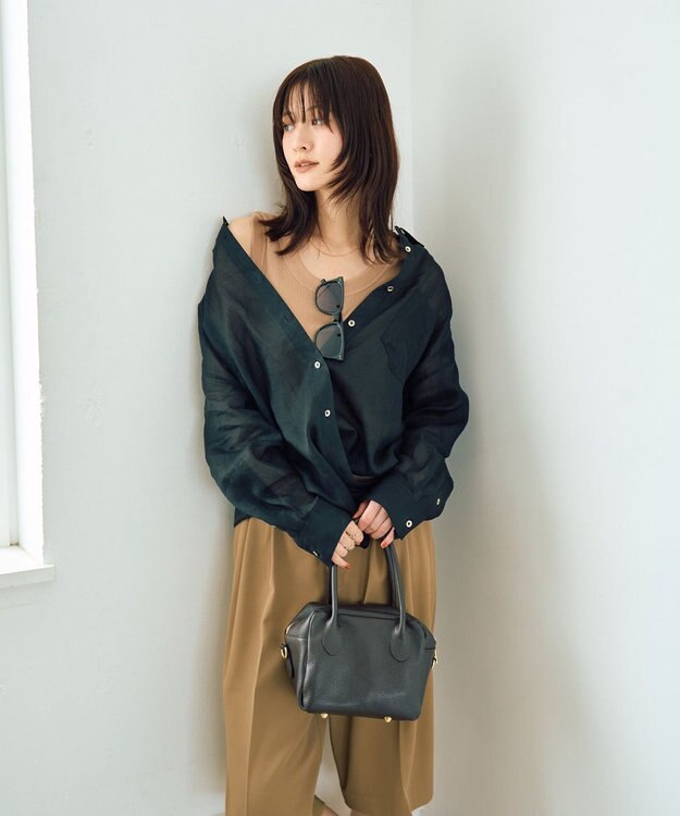 YECCA VECCA 3wayシアーリネンシャツ Black