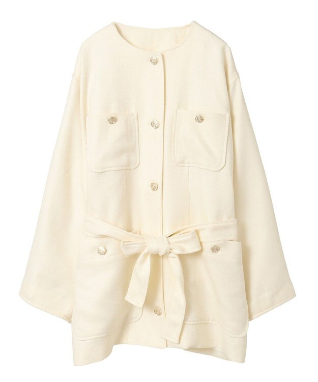 Green Parks ツィードミディ丈ジャケット Off White