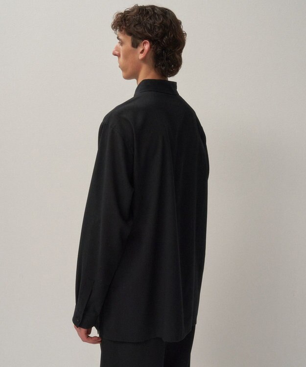 ATON TWIST WOOL WASHER | オーバーサイズシャツ - UNISEX BLACK