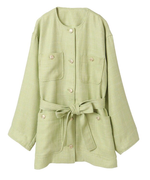 Green Parks ツィードミディ丈ジャケット Lime Green