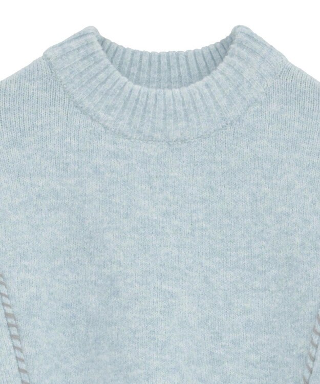 CRAFT STANDARD BOUTIQUE ハンドステッチデザインニットプルオーバー Sax