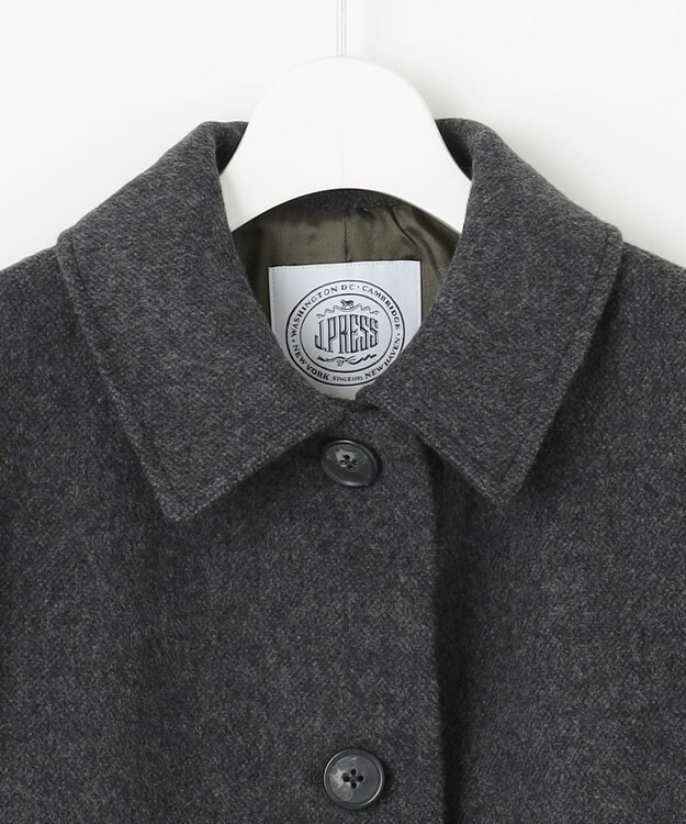 J.PRESS LADIES ショートビーバー ステンカラー コート チャコール系
