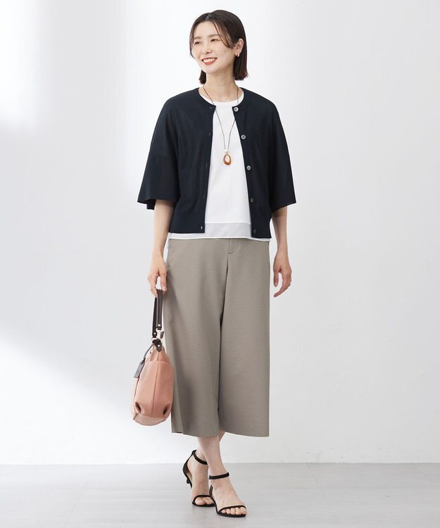 J.PRESS LADIES マーブルオーバルネックレス ブラウン系