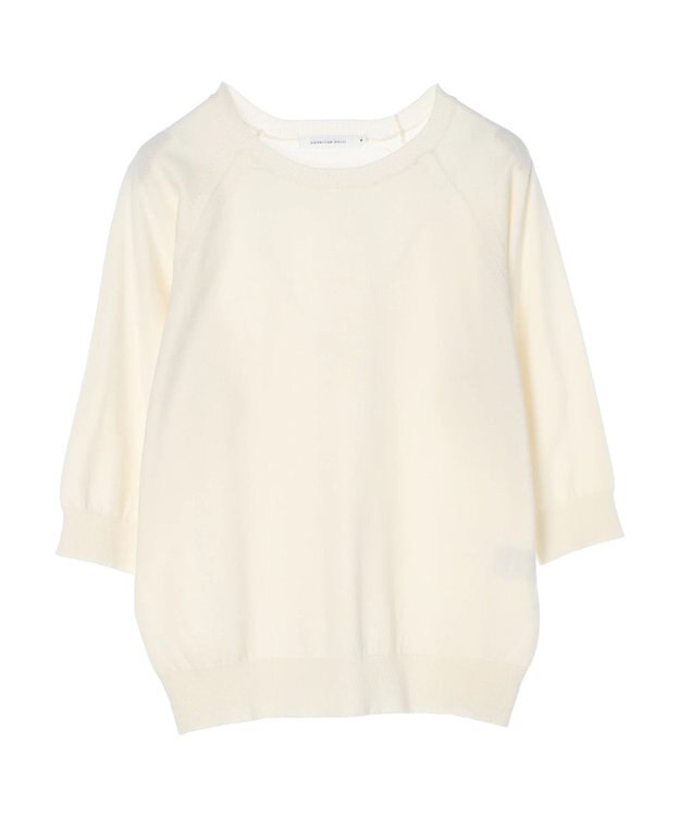 AMERICAN HOLIC ＵＶカットラグラン５分袖ニットプルオーバー Off White