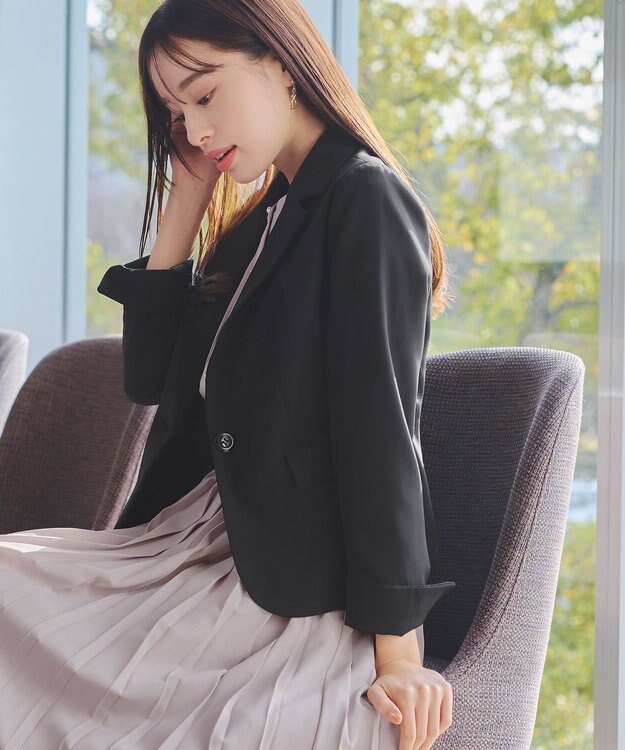 Tiaclasse L 【ダブルクロス・洗える】テーラードジャケット ブラック