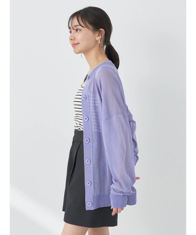 earth music&ecology シアーニットカーディガン Light Purple