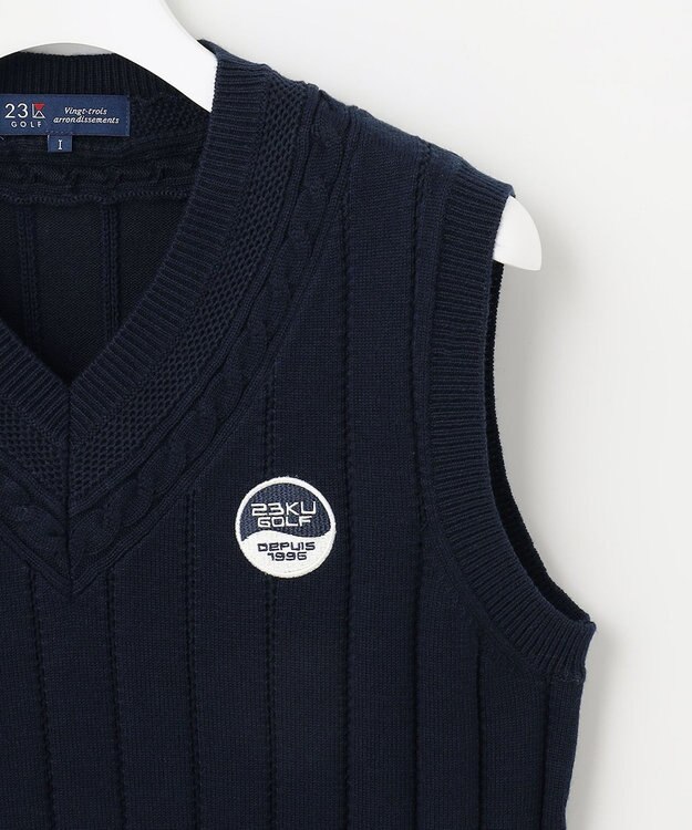23区GOLF 【WOMEN】コットンアクリル ニットベスト ネイビー系