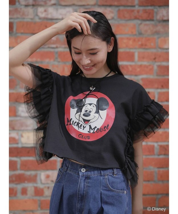 Green Parks ミッキーマウスクラブハウス／袖フリルショート丈ＴＥＥ Black