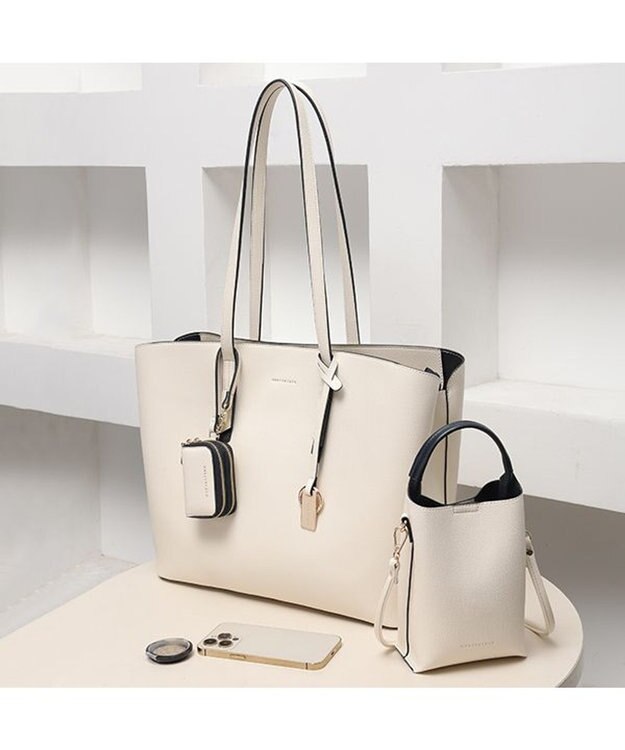 style code 【MERCURYDUO/マーキュリーデュオ】ラージトート スマートショルダー WFキーケース　三点セット アイボリー