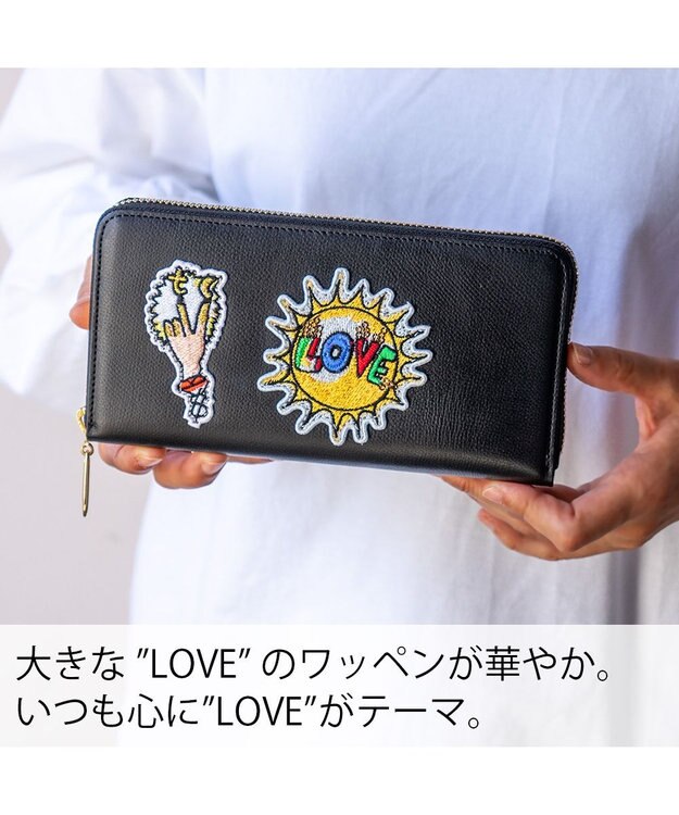 tsumori chisato CARRY ラブワッペン ラウンドファスナー長財布 ブラック
