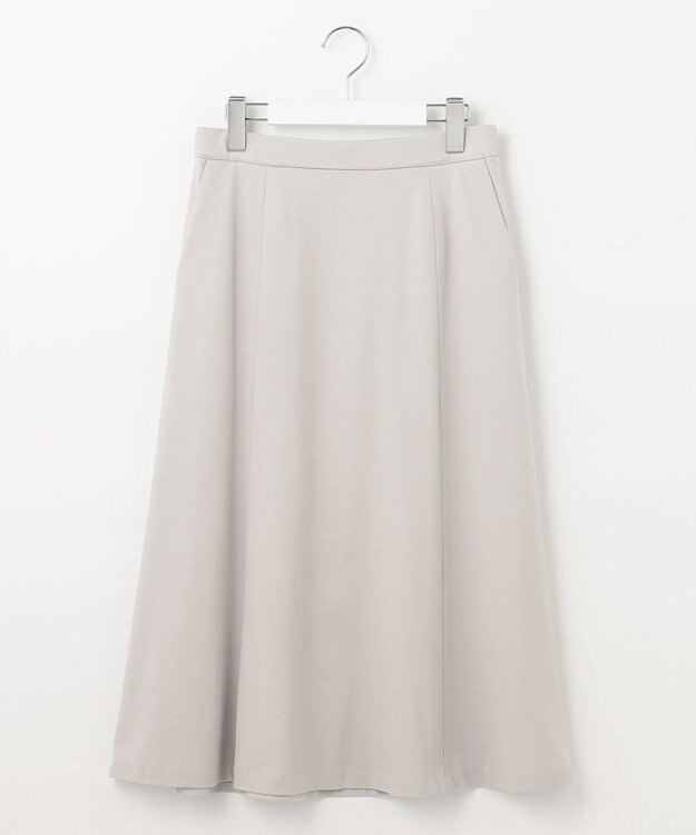 自由区 【好評につき追加生産/洗える】WASHABLEPONTE セミフレアスカート ライトグレー系