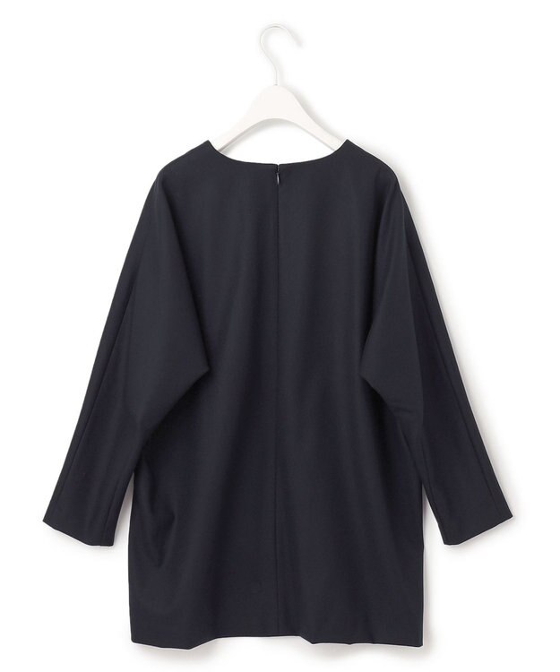 ICB 【洗える・WEB限定カラーあり】 ウールミルドサキソニー キーネックブラウス ネイビー系［WEB限定］