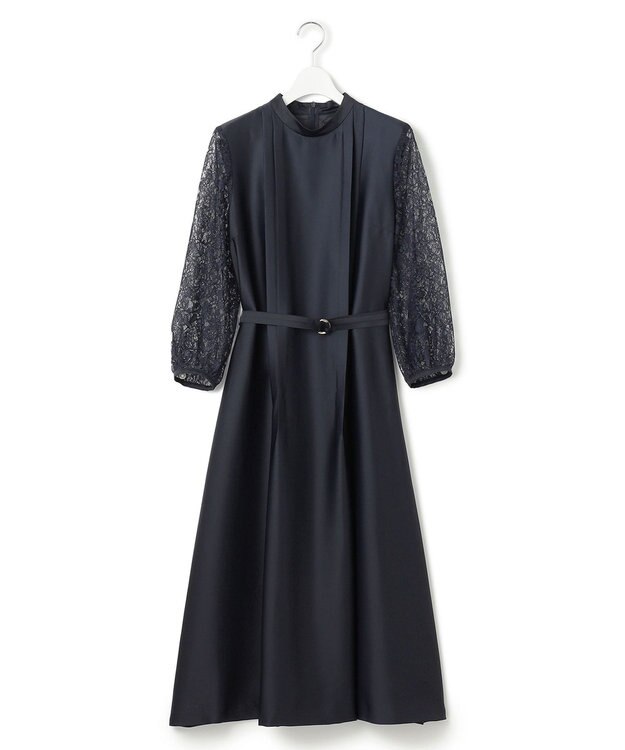 23区 【APPLAUDIR】ノーブルサテン レースコンビドレス ネイビー系