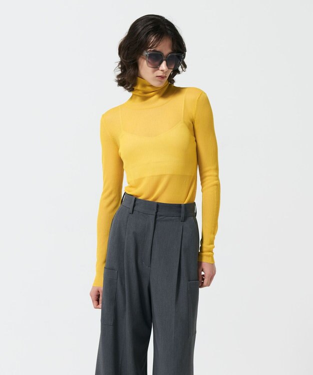 GRACE CONTINENTAL シアーリブタートルトップ イエロー